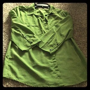 Green and navy polka dot dress shirt-Size L